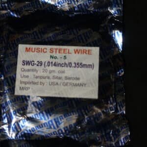 Corde acier N°5 0,355mm 0,14 inch pour tampoura, sitar, sarode, psaltérion. Rouleau de 20 gr