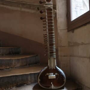 Sitar indien décoré vintage